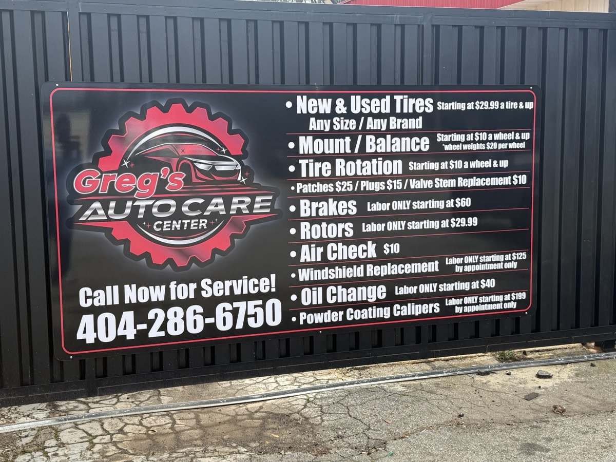 Greg's Auto Care Center price list