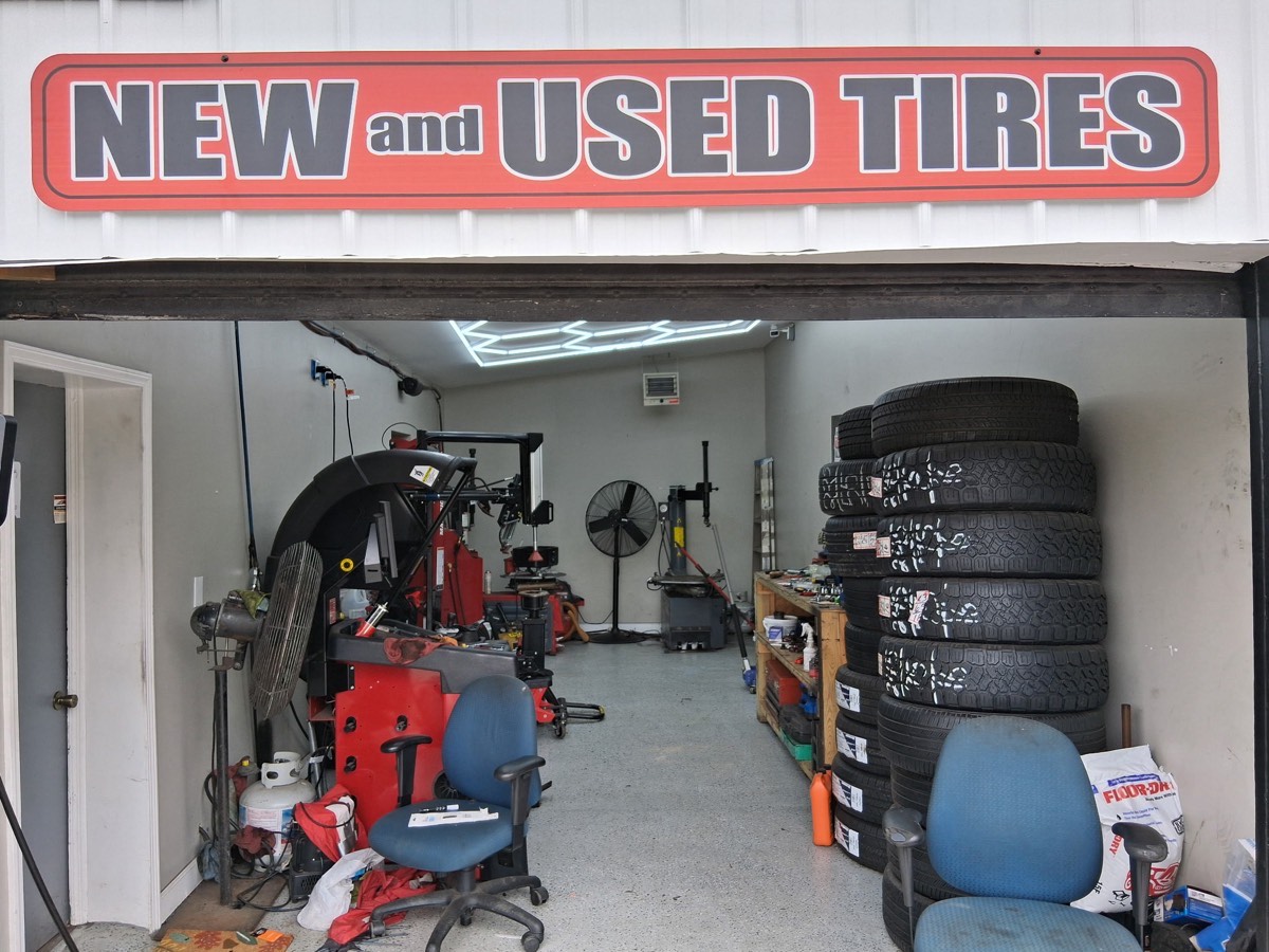 New and used tires in shop